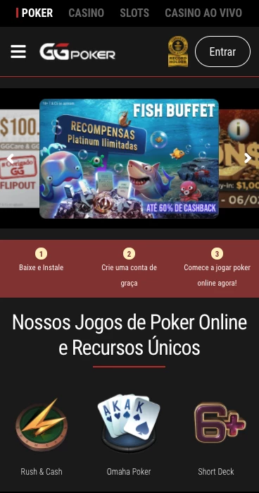 Homepage da GG Poker